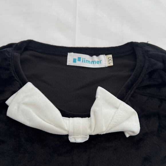 BesserBay Girls Bowknot Cold Shoulder Black Velvet Dress 130/ 7-8 Years - Picture 7 of 12